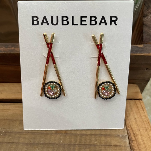 BAUBLE BAR “SUSHI /CHOPSTICKS” SPARKLY PIERCED EARRINGS - Picture 5 of 6